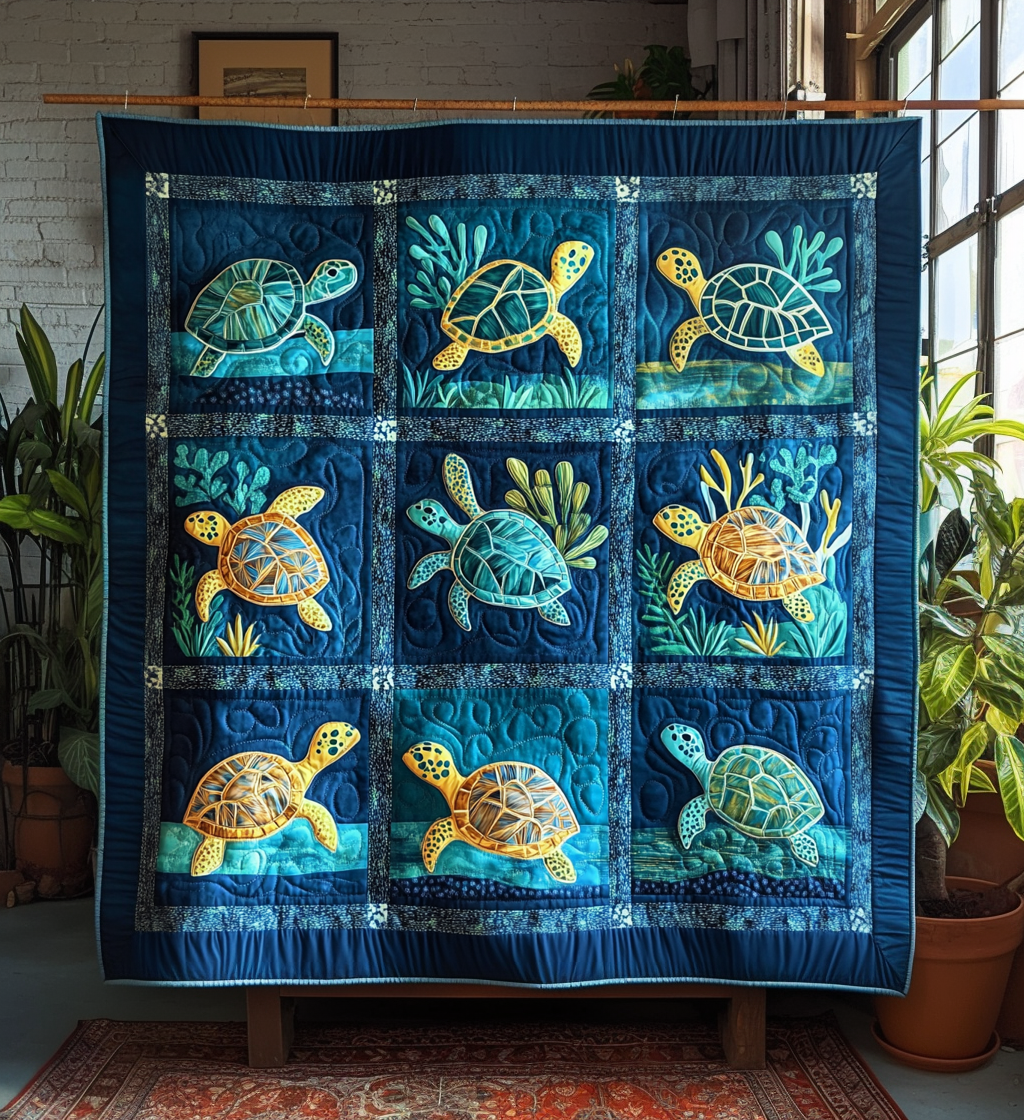 Aquatic Dream Art Quilt Hanging