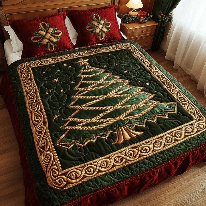 Classic Christmas Tree 3-Piece Bedding Set