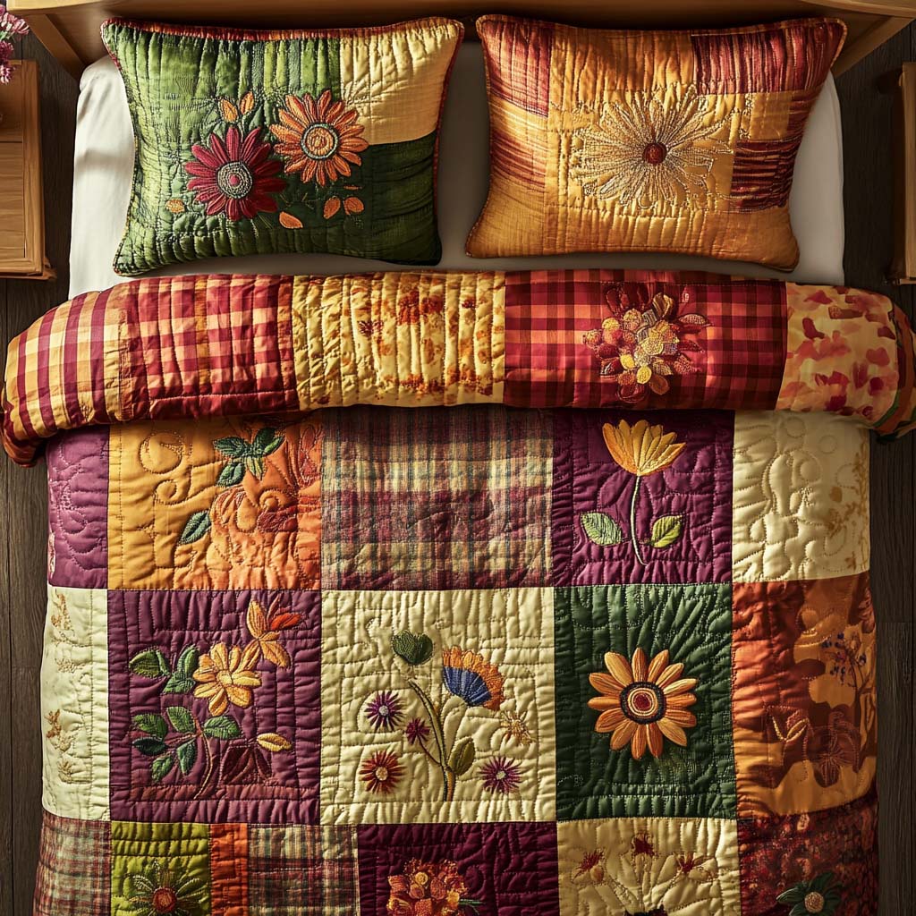 Cozy Floral Autumn 3-Piece Bedding Set