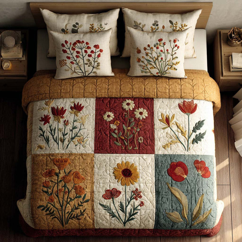 Floral Dreams 3-Piece Quited Bedding Set