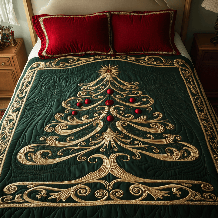 Opulent Christmas Tree 3-Piece Bedding Set